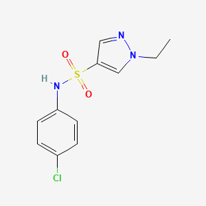 molecular formula C11H12ClN3O2S B4676333 N-(4-chlorophenyl)-1-ethyl-1H-pyrazole-4-sulfonamide 