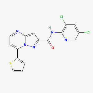 molecular formula C16H9Cl2N5OS B4676353 N-(3,5-dichloro-2-pyridinyl)-7-(2-thienyl)pyrazolo[1,5-a]pyrimidine-2-carboxamide 