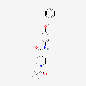 molecular formula C24H30N2O3 B4676425 N-[4-(benzyloxy)phenyl]-1-(2,2-dimethylpropanoyl)-4-piperidinecarboxamide 