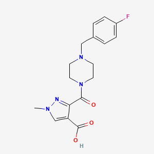 molecular formula C17H19FN4O3 B4676481 3-{[4-(4-fluorobenzyl)-1-piperazinyl]carbonyl}-1-methyl-1H-pyrazole-4-carboxylic acid 