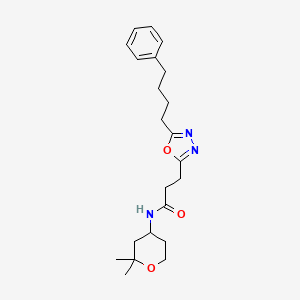 N-(2,2-dimethyltetrahydro-2H-pyran-4-yl)-3-[5-(4-phenylbutyl)-1,3,4-oxadiazol-2-yl]propanamide