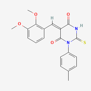 molecular formula C20H18N2O4S B4676509 5-(2,3-dimethoxybenzylidene)-1-(4-methylphenyl)-2-thioxodihydro-4,6(1H,5H)-pyrimidinedione 