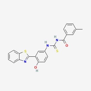 molecular formula C22H17N3O2S2 B4676512 N-({[3-(1,3-benzothiazol-2-yl)-4-hydroxyphenyl]amino}carbonothioyl)-3-methylbenzamide 