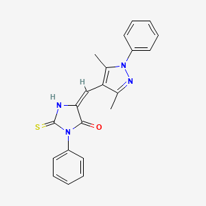 molecular formula C21H18N4OS B4676549 5-[(3,5-dimethyl-1-phenyl-1H-pyrazol-4-yl)methylene]-3-phenyl-2-thioxo-4-imidazolidinone 