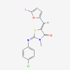 2-[(4-chlorophenyl)imino]-5-[(5-iodo-2-furyl)methylene]-3-methyl-1,3-thiazolidin-4-one