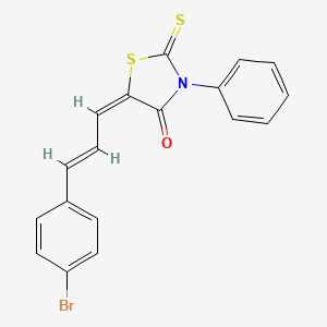 molecular formula C18H12BrNOS2 B4676615 5-[3-(4-bromophenyl)-2-propen-1-ylidene]-3-phenyl-2-thioxo-1,3-thiazolidin-4-one 