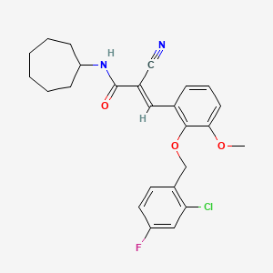 3-{2-[(2-chloro-4-fluorobenzyl)oxy]-3-methoxyphenyl}-2-cyano-N-cycloheptylacrylamide