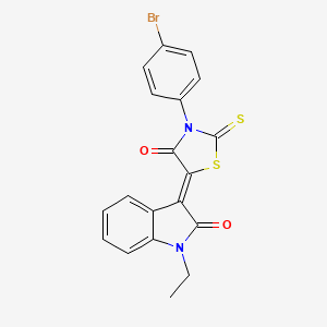 molecular formula C19H13BrN2O2S2 B4676636 3-[3-(4-bromophenyl)-4-oxo-2-thioxo-1,3-thiazolidin-5-ylidene]-1-ethyl-1,3-dihydro-2H-indol-2-one 