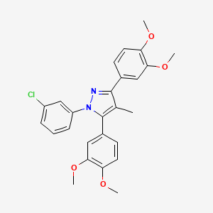molecular formula C26H25ClN2O4 B4676641 1-(3-chlorophenyl)-3,5-bis(3,4-dimethoxyphenyl)-4-methyl-1H-pyrazole 
