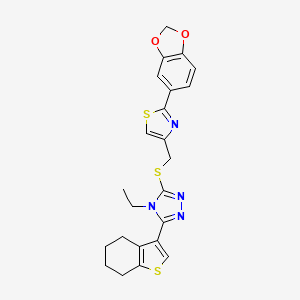 molecular formula C23H22N4O2S3 B4676682 3-({[2-(1,3-benzodioxol-5-yl)-1,3-thiazol-4-yl]methyl}thio)-4-ethyl-5-(4,5,6,7-tetrahydro-1-benzothien-3-yl)-4H-1,2,4-triazole 