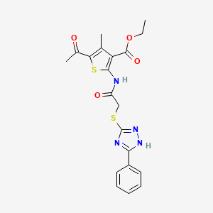 molecular formula C20H20N4O4S2 B4676687 ethyl 5-acetyl-4-methyl-2-({[(5-phenyl-4H-1,2,4-triazol-3-yl)thio]acetyl}amino)-3-thiophenecarboxylate 