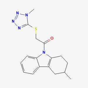 molecular formula C17H19N5OS B4676716 3-methyl-9-{[(1-methyl-1H-tetrazol-5-yl)thio]acetyl}-2,3,4,9-tetrahydro-1H-carbazole 