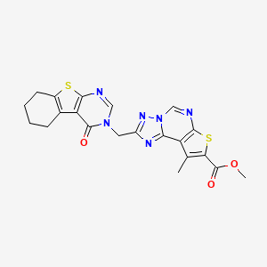 molecular formula C21H18N6O3S2 B4676728 methyl 9-methyl-2-[(4-oxo-5,6,7,8-tetrahydro[1]benzothieno[2,3-d]pyrimidin-3(4H)-yl)methyl]thieno[3,2-e][1,2,4]triazolo[1,5-c]pyrimidine-8-carboxylate 