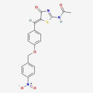 molecular formula C19H15N3O5S B4676759 N-(5-{4-[(4-nitrobenzyl)oxy]benzylidene}-4-oxo-4,5-dihydro-1,3-thiazol-2-yl)acetamide 