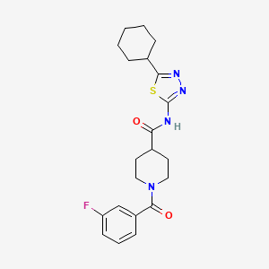 molecular formula C21H25FN4O2S B4676770 N-(5-cyclohexyl-1,3,4-thiadiazol-2-yl)-1-(3-fluorobenzoyl)-4-piperidinecarboxamide 
