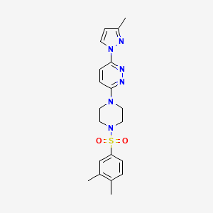 molecular formula C20H24N6O2S B4676772 3-{4-[(3,4-dimethylphenyl)sulfonyl]-1-piperazinyl}-6-(3-methyl-1H-pyrazol-1-yl)pyridazine 