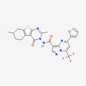 molecular formula C24H19F3N6O3S B4676867 N-(2,7-dimethyl-4-oxo-5,6,7,8-tetrahydro[1]benzothieno[2,3-d]pyrimidin-3(4H)-yl)-5-(2-furyl)-7-(trifluoromethyl)pyrazolo[1,5-a]pyrimidine-3-carboxamide 