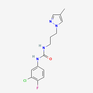 molecular formula C14H16ClFN4O B4676883 N-(3-chloro-4-fluorophenyl)-N'-[3-(4-methyl-1H-pyrazol-1-yl)propyl]urea 