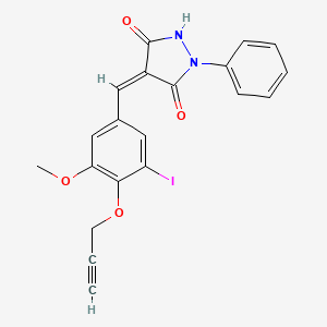 molecular formula C20H15IN2O4 B4676951 4-[3-iodo-5-methoxy-4-(2-propyn-1-yloxy)benzylidene]-1-phenyl-3,5-pyrazolidinedione 
