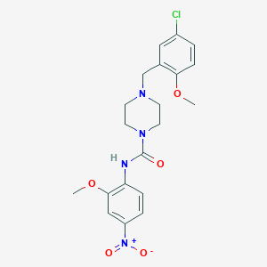 molecular formula C20H23ClN4O5 B4676956 4-(5-chloro-2-methoxybenzyl)-N-(2-methoxy-4-nitrophenyl)-1-piperazinecarboxamide 