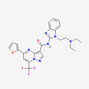 molecular formula C25H24F3N7O2 B4677019 N-{1-[2-(diethylamino)ethyl]-1H-benzimidazol-2-yl}-5-(2-furyl)-7-(trifluoromethyl)pyrazolo[1,5-a]pyrimidine-3-carboxamide 