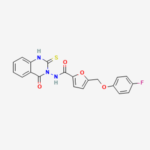 molecular formula C20H14FN3O4S B4677029 5-[(4-fluorophenoxy)methyl]-N-(2-mercapto-4-oxo-3(4H)-quinazolinyl)-2-furamide 