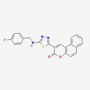 molecular formula C22H14FN3O2S B4677035 2-{5-[(4-fluorobenzyl)amino]-1,3,4-thiadiazol-2-yl}-3H-benzo[f]chromen-3-one 