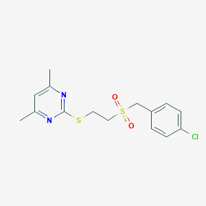 molecular formula C15H17ClN2O2S2 B467705 2-({2-[(4-Chlorobenzyl)sulfonyl]ethyl}sulfanyl)-4,6-dimethylpyrimidine CAS No. 442153-53-9