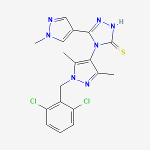 molecular formula C18H17Cl2N7S B4677069 4-[1-(2,6-dichlorobenzyl)-3,5-dimethyl-1H-pyrazol-4-yl]-5-(1-methyl-1H-pyrazol-4-yl)-4H-1,2,4-triazole-3-thiol 