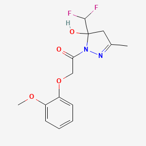 molecular formula C14H16F2N2O4 B4677114 5-(difluoromethyl)-1-[(2-methoxyphenoxy)acetyl]-3-methyl-4,5-dihydro-1H-pyrazol-5-ol 