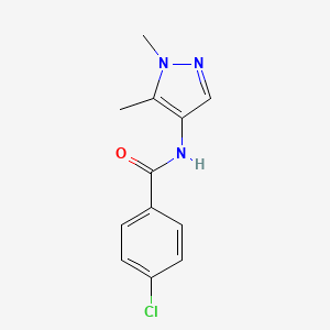 molecular formula C12H12ClN3O B4677145 4-chloro-N-(1,5-dimethyl-1H-pyrazol-4-yl)benzamide 