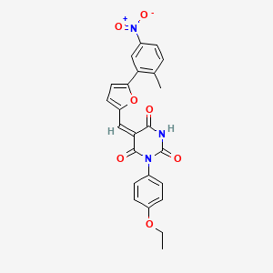 molecular formula C24H19N3O7 B4677210 1-(4-ethoxyphenyl)-5-{[5-(2-methyl-5-nitrophenyl)-2-furyl]methylene}-2,4,6(1H,3H,5H)-pyrimidinetrione 