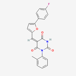 molecular formula C22H15FN2O4 B4677259 5-{[5-(4-fluorophenyl)-2-furyl]methylene}-1-(2-methylphenyl)-2,4,6(1H,3H,5H)-pyrimidinetrione CAS No. 347397-77-7