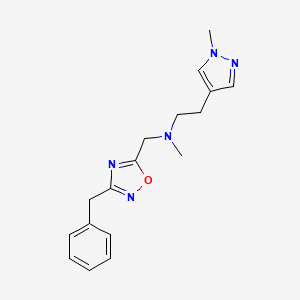 molecular formula C17H21N5O B4677264 N-[(3-benzyl-1,2,4-oxadiazol-5-yl)methyl]-N-methyl-2-(1-methyl-1H-pyrazol-4-yl)ethanamine 