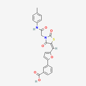 3-{5-[(3-{2-[(4-methylphenyl)amino]-2-oxoethyl}-2,4-dioxo-1,3-thiazolidin-5-ylidene)methyl]-2-furyl}benzoic acid