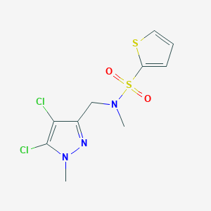 molecular formula C10H11Cl2N3O2S2 B4677384 N-[(4,5-dichloro-1-methyl-1H-pyrazol-3-yl)methyl]-N-methyl-2-thiophenesulfonamide 