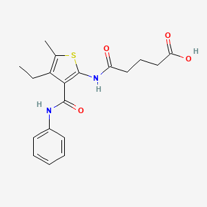 molecular formula C19H22N2O4S B4677415 5-{[3-(anilinocarbonyl)-4-ethyl-5-methyl-2-thienyl]amino}-5-oxopentanoic acid 