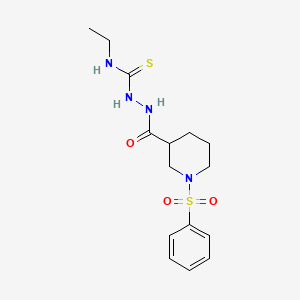 molecular formula C15H22N4O3S2 B4677427 N-ethyl-2-{[1-(phenylsulfonyl)-3-piperidinyl]carbonyl}hydrazinecarbothioamide 
