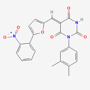 molecular formula C23H17N3O6 B4677470 1-(3,4-dimethylphenyl)-5-{[5-(2-nitrophenyl)-2-furyl]methylene}-2,4,6(1H,3H,5H)-pyrimidinetrione 