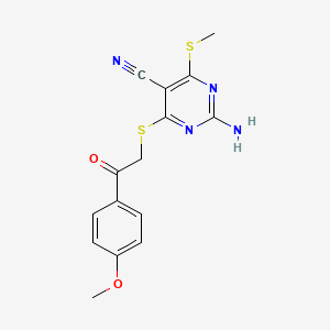 2-amino-4-{[2-(4-methoxyphenyl)-2-oxoethyl]thio}-6-(methylthio)-5-pyrimidinecarbonitrile