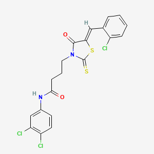 molecular formula C20H15Cl3N2O2S2 B4677484 4-[5-(2-chlorobenzylidene)-4-oxo-2-thioxo-1,3-thiazolidin-3-yl]-N-(3,4-dichlorophenyl)butanamide 