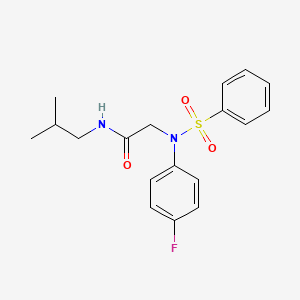 molecular formula C18H21FN2O3S B4677516 N~2~-(4-fluorophenyl)-N~1~-isobutyl-N~2~-(phenylsulfonyl)glycinamide 