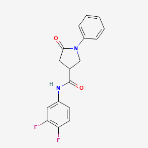 molecular formula C17H14F2N2O2 B4677528 N-(3,4-difluorophenyl)-5-oxo-1-phenyl-3-pyrrolidinecarboxamide 