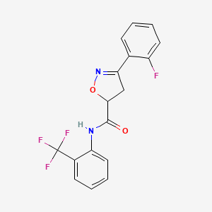 molecular formula C17H12F4N2O2 B4677529 3-(2-fluorophenyl)-N-[2-(trifluoromethyl)phenyl]-4,5-dihydro-5-isoxazolecarboxamide 