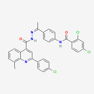 2,4-dichloro-N-[4-(N-{[2-(4-chlorophenyl)-8-methyl-4-quinolinyl]carbonyl}ethanehydrazonoyl)phenyl]benzamide
