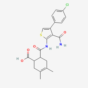 molecular formula C21H21ClN2O4S B4677573 6-({[3-(aminocarbonyl)-4-(4-chlorophenyl)-2-thienyl]amino}carbonyl)-3,4-dimethyl-3-cyclohexene-1-carboxylic acid 