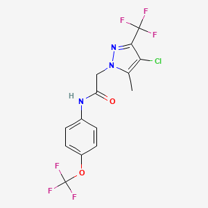 molecular formula C14H10ClF6N3O2 B4677612 2-[4-chloro-5-methyl-3-(trifluoromethyl)-1H-pyrazol-1-yl]-N-[4-(trifluoromethoxy)phenyl]acetamide 