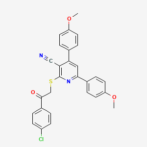 molecular formula C28H21ClN2O3S B4677693 2-{[2-(4-chlorophenyl)-2-oxoethyl]thio}-4,6-bis(4-methoxyphenyl)nicotinonitrile 