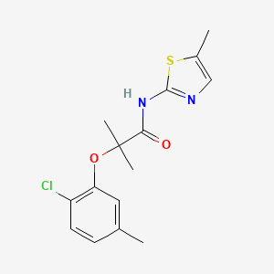 molecular formula C15H17ClN2O2S B4677701 2-(2-chloro-5-methylphenoxy)-2-methyl-N-(5-methyl-1,3-thiazol-2-yl)propanamide 