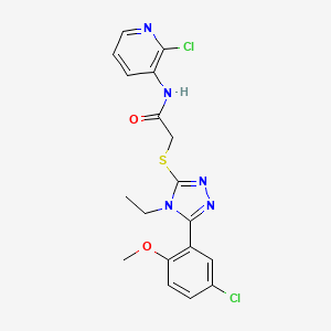 molecular formula C18H17Cl2N5O2S B4677703 2-{[5-(5-chloro-2-methoxyphenyl)-4-ethyl-4H-1,2,4-triazol-3-yl]thio}-N-(2-chloro-3-pyridinyl)acetamide 